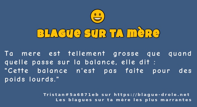 Ta mere est tellement grosse que quand...