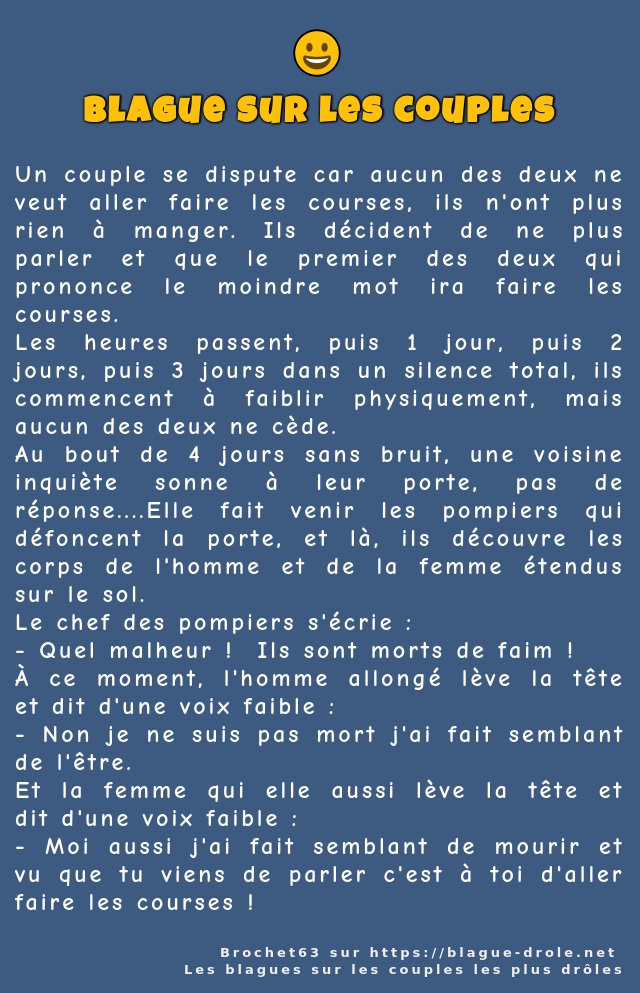 Un couple se dispute car aucun des deux ne...