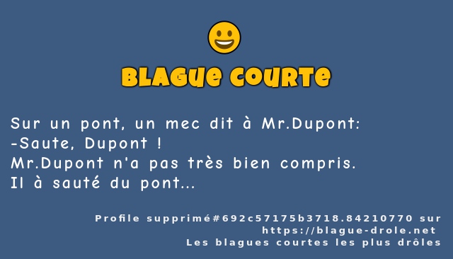 Sur un pont, un mec dit à Mr.Dupont: