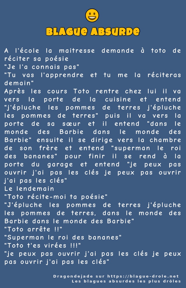 A l'école la maitresse demande à toto de...